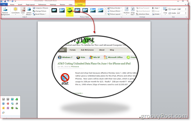 Word 2010 스크린 샷 디자인 탭