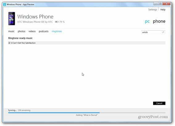 Windows Phone 8 Windows Phone app synchroniser le contenu des sonneries