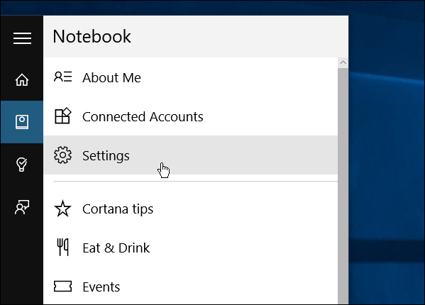 Cortana Notebook Windows 10