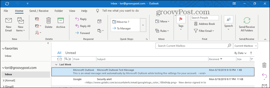 เปิด Outlook โดยปิดบานหน้าต่างการอ่าน