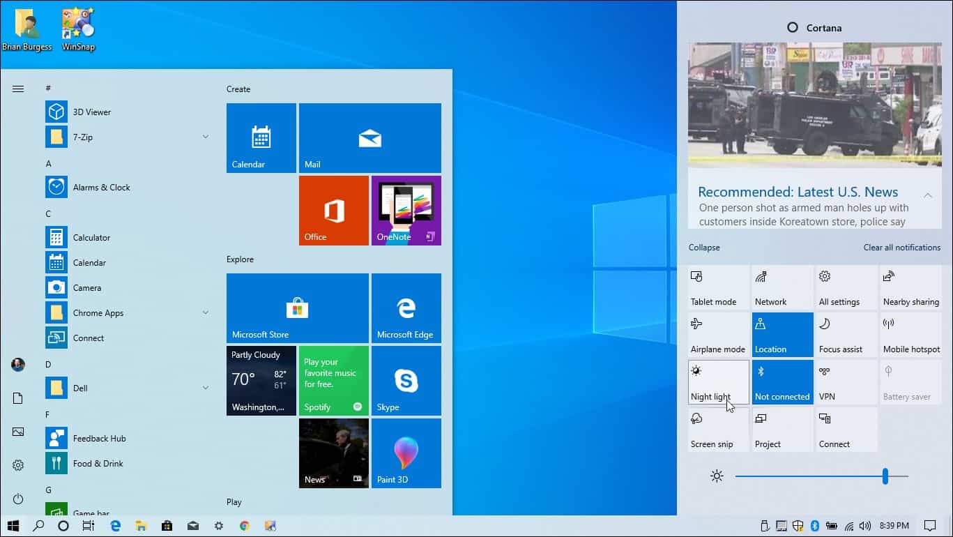 Aggiornamento di Windows 10 a tema Full Light 1903 maggio 2019