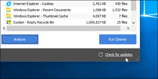 Проверка на CCleaner за актуализация