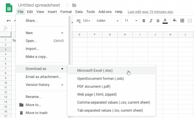 izvozite google sheet u excel