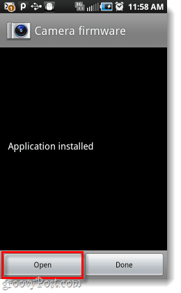 kamera firmware-app installeret på Samsung Galaxy Galaxy