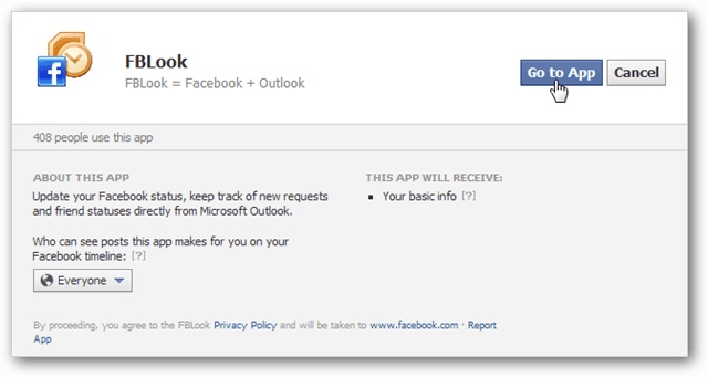 FBLook อนุญาตให้ไปที่หน้าแอพ