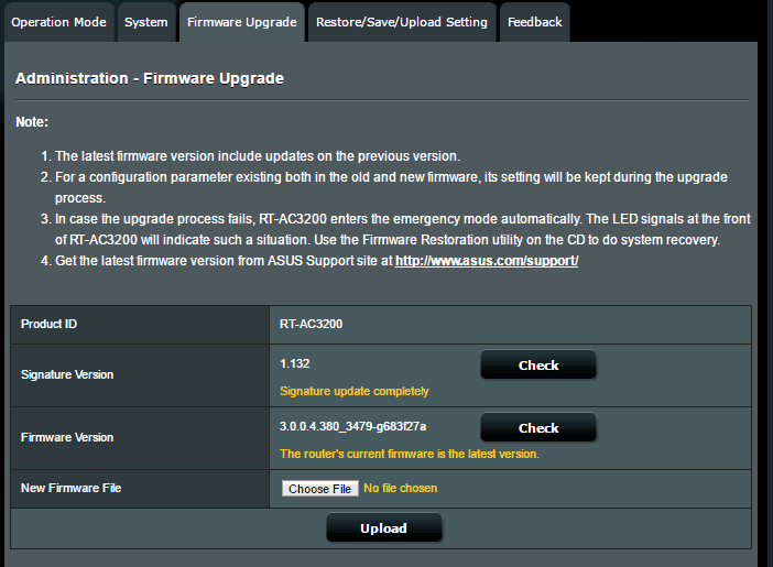 Latest firmware. ASUS Firmware. Upgrade Firmware Version 1.255. Router.update. Get Firmware.