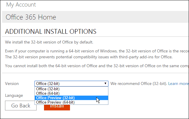 Office 2016 Preview 설치