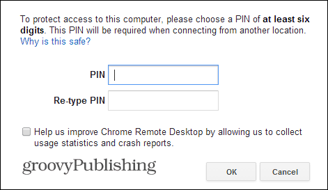 PIN-код віддаленого робочого ПК Chrome