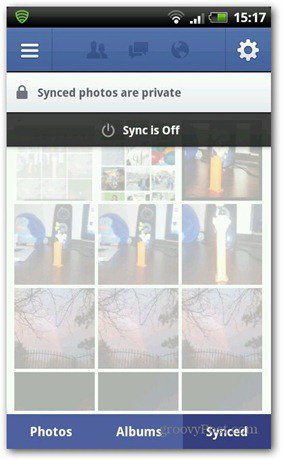 Facebook-fotosynchronisatie is uitgeschakeld