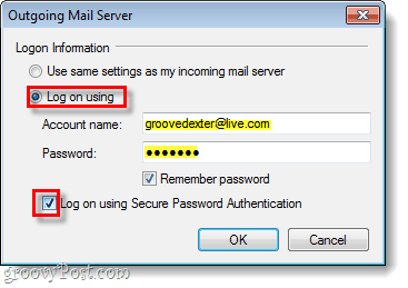 serveur Windows Live Mail sortant