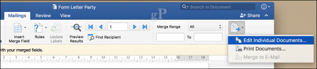 Microsoft Word pre hromadnú korešpondenciu v mac - upravte jednotlivé dokumenty