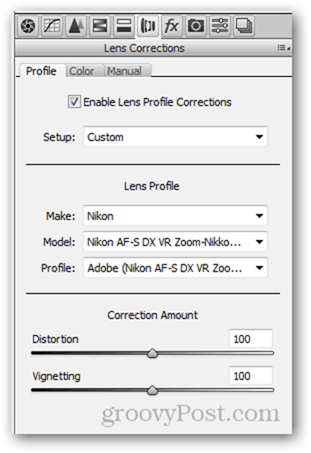 Correcciones de lente en el panel de distorsión de corrección de lente de Lightroom y Photoshop arreglan el perfil de lente sin procesar de la cámara de fotografía