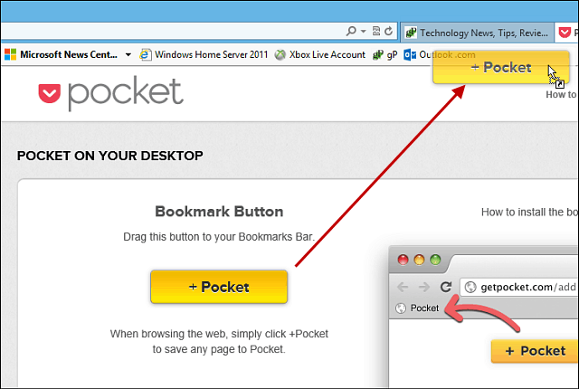 วิธีใช้ Pocket กับ Internet Explorer