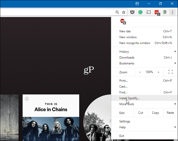 Įdiekite „Spotify PWA“