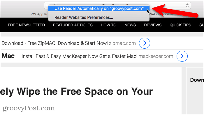 Mac için Safari'de Reader'ı Otomatik Olarak Kullanma