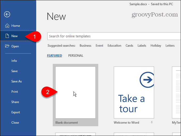 Maak een nieuw document in Word