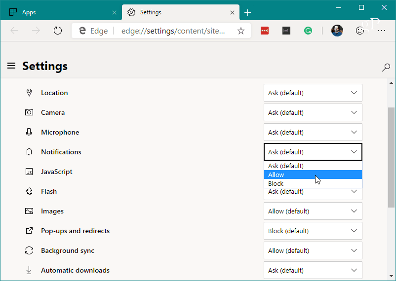 App Info Engedélyek Chromium Edge