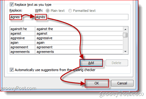 Word 2010 자동 고침 옵션