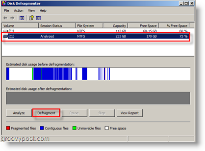 Diskdefragmenteringsalternativer for Windows XP - Analyser og defragmentering