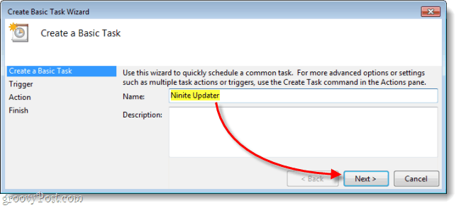 ninite updater ορίστε το όνομα της εργασίας