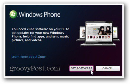 ติดตั้งและตั้งค่าซอฟต์แวร์ Windows Zune