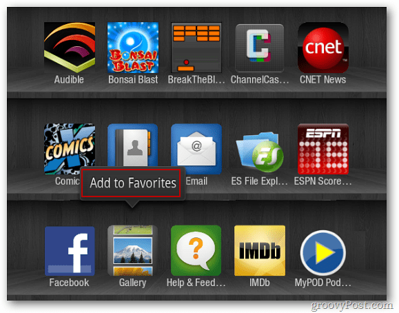 Kindle Fire Føj til favoritter
