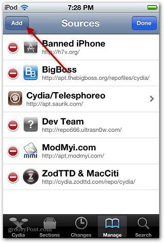 Cydia เพิ่ม Repo