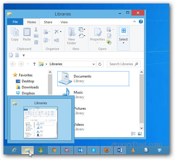 Направете Windows Explorer отворен за място, различно от библиотеките