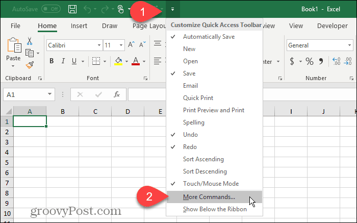 Excel'de Hızlı Erişim Araç Çubuğunda Daha Fazla Komut Seçin