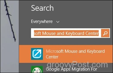 Microsoft 마우스 및 키보드 센터 검색 및 시작