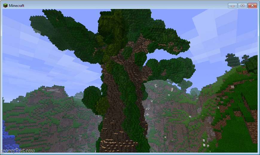 árvore gigante de minecraft com pele de pangea