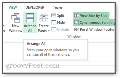 ordna fönster kaklade vertikalt kaskad i Excel 2013