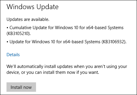 Jauni Windows 10 atjauninājumi KB3105210 un KB3106932, kas pieejami tagad