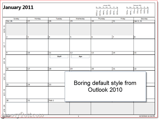 Wydrukowany kalendarz programu Outlook