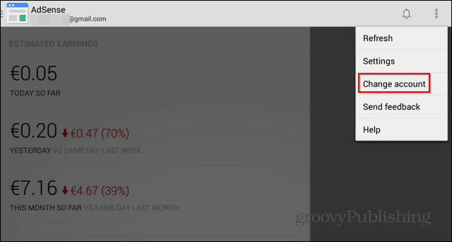 تغيير حساب تطبيق AdSense Android