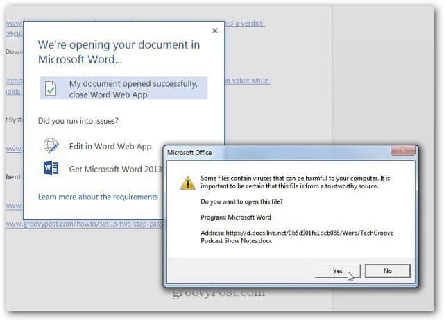 In Word Desktop öffnen