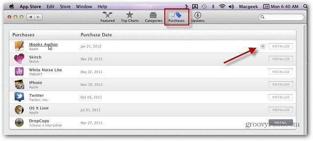 OS X Mac App Store : 앱 구매 숨기기 또는 표시