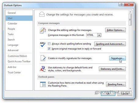 aplikace Outlook 2013 používá podpisové poštovní podpisy