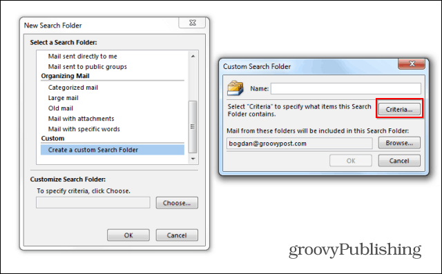 Carpetas de búsqueda de Outlook 2013 personalizadas