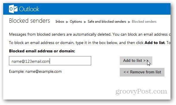 Lista bloqueada do Outlook 4