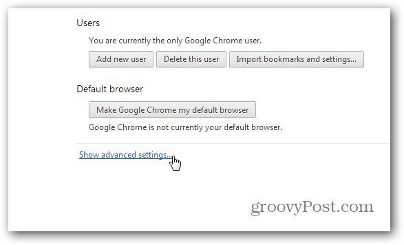 chrome zobrazit pokročilá nastavení