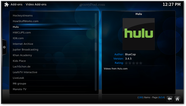 hulu är ett videotillägg för raspbmc