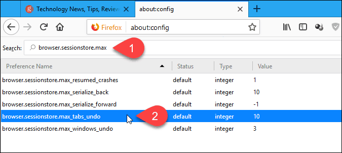 Dobbeltklikk max_tabs_undo