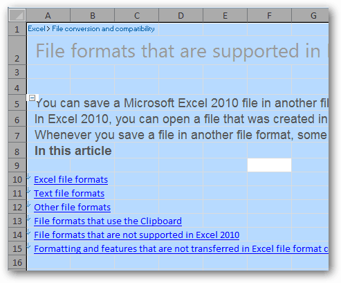 Видаліть порожні клітинки з електронних таблиць Excel 2007 або 2010