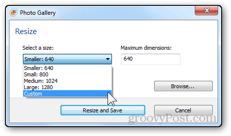 fotos cambio de tamaño tutorial windows live galería de fotos tamaño menú desplegable seleccionar