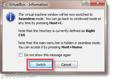 virtualbox bilgi penceresi