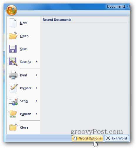 Opzioni di Word 2007