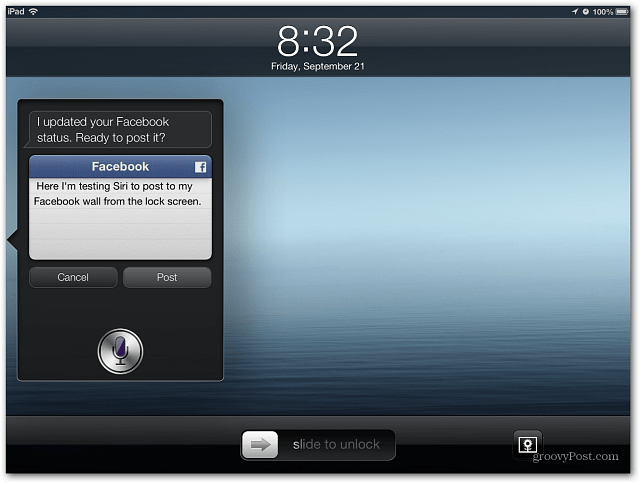 Siri Post a Facebook-on
