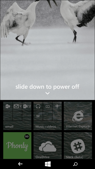 Csúsztassa a Windows 10 PC leállításához, mint egy Windows Phone
