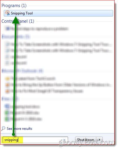 Вземете снимки на екрана с Windows 7 с инструмента Snipping